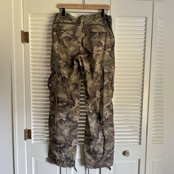 VTG Y2K 2000s Grunge Utility Abercrombie & Fitch Baggy Camo Cargo Pants 10 Long - Picture 5 of 8